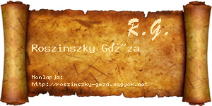 Roszinszky Géza névjegykártya